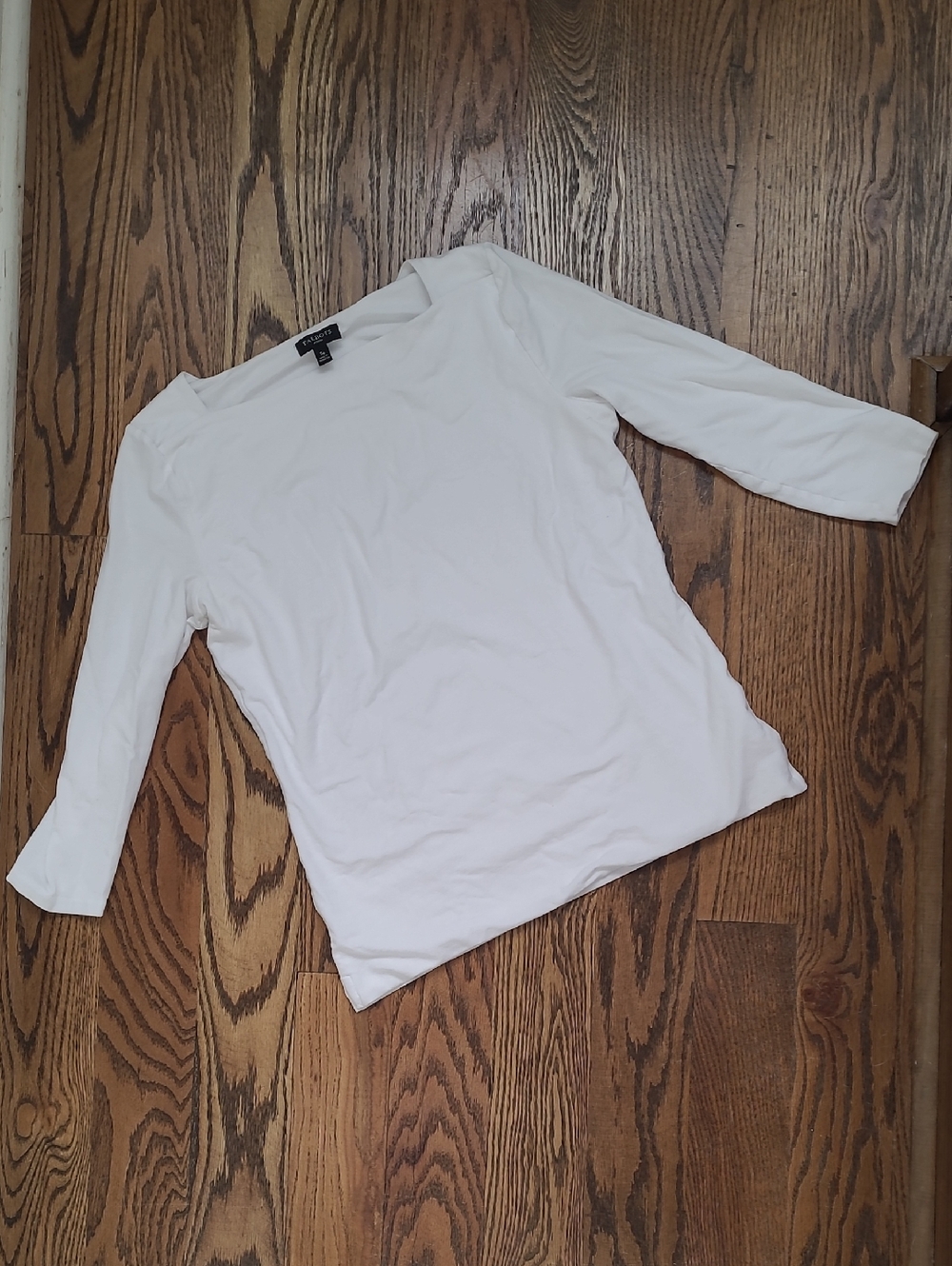 Talbots White 3/4 Sleeve Boat Neck Top Size SP